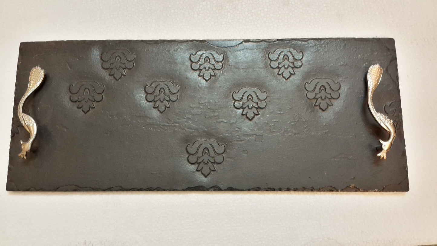 Serving Tray with Peacock Steel barrs INDIAN AUTUMN